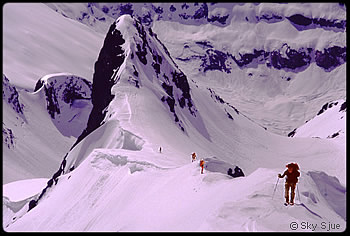 Skiers on Ruth Ridge