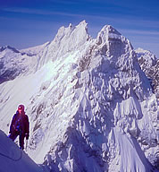 Colin Haley on Inpirations’s West Ridge. Photo by Forrest Murphy.