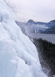 Water over ice on Shannon Falls.