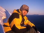 Stuart Taylor at second bivy, Mt. Index. © Ade Miller