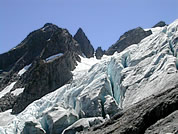 Geri-Freki Glacier with Thor and Loki Spire left of center. Photo © John Myers.