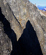 Shadow of Wayne perched on The Pole of Remoteness. © Wayne Wallace  