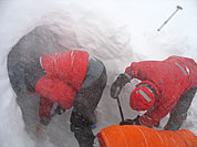 Rescuers digging in on Mount Hood. Photo © Nick Pope 