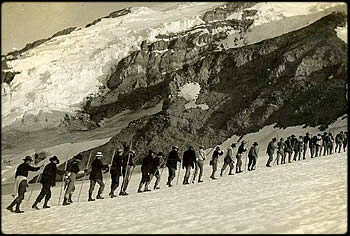 Climbing the Muir Snowfield, 1908.