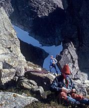 Joan Firey and Carla Firey below Himmelhorn, 1970. Photo © Knudson Photographic Trust.