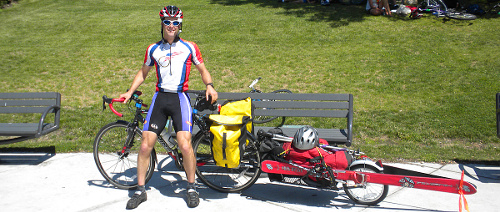 Author and bike loaded for a ski mountaineering weekend in the Cascades. Photo © John Mauro.