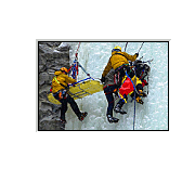 Rescuers training on high-angle ice.