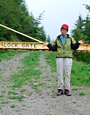 Fay Pullen at Rooster Rock near Morton. The gate was locked. Photo © Paul Klenke.