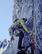 Erik starts the crux. Photo © Alan Kearney.