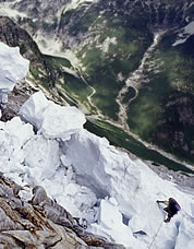 Erik threads the ice blocks. Photo © Alan Kearney.