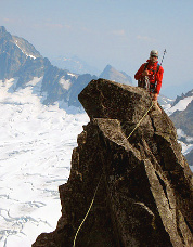 Rock climbing on Forbidden Peak. Photo © Troy Rutledge.