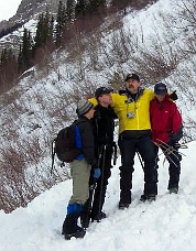 John Miner's brother Tom consoles members of Tacoma Mountain Rescue below Midnight Rambler. Photo © Mike Mixon.