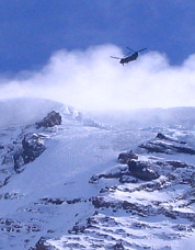 Chinook helicopter on a TMRU mission to Liberty Ridge. TMRU photo.