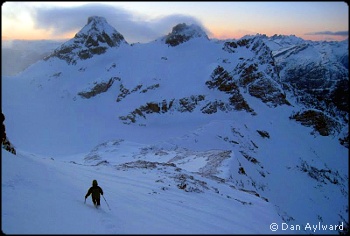 Descending from Colonial Peak at sunset. Photo © Dan Aylward.