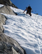 Jeff Rich on the North Face of Del Campo Peak. Photo © Jim Dockery.