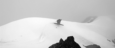 Skiing off the summit of Fortress Mountain. Photo © Jason Hummel.