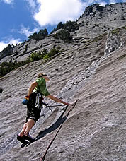 Bill Enger starting up the 6th pitch. Photo © David Whitelaw.