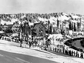 Paradise at the peak of its 1941 ski season. Photo courtesy NPS.