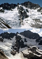 Formidable Glacier in 1984 (Carl Skoog) and 2009 (Steph Abegg).