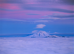 Lenticular sunrise over Mount Baker. Photo © Kevin Thurner.