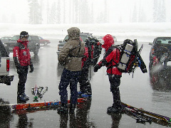 Rescuers prepare for a search in foul weather. Photo © Matthew Weaver.