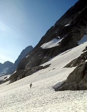 Crossing
        Mustard Glacier to the North Face of Mount Terror. Photo © Steph Abegg.