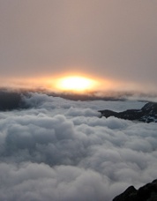 Sunrise after the fourth night on the mountain. Photo © Jason Schilling.